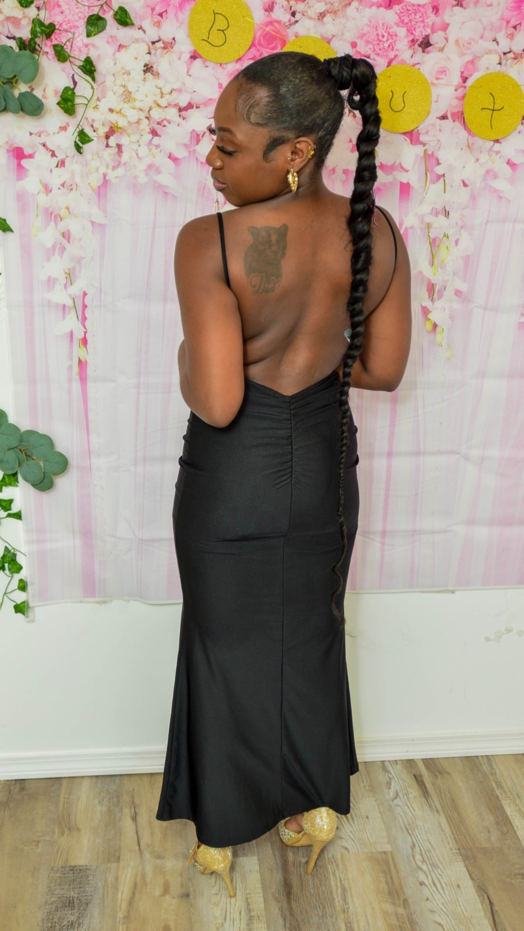 BLACK MERMAID BACKLESS DRESS